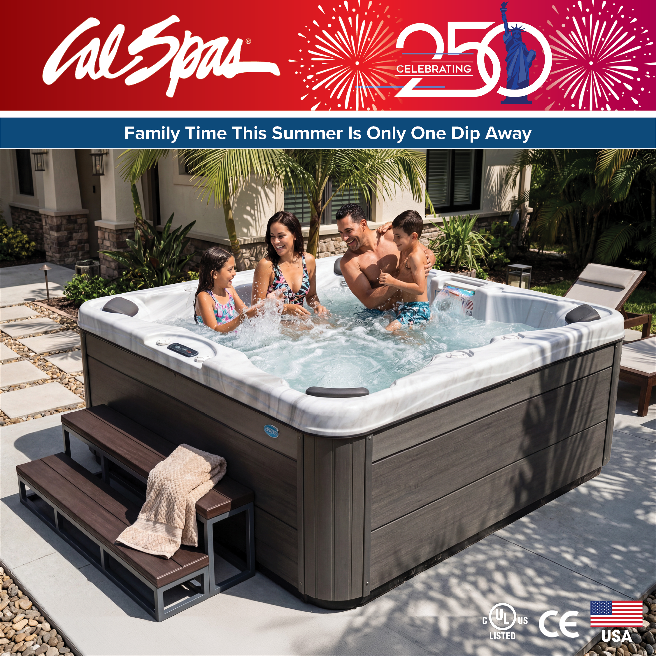 Calspas hot tub being used in a family setting - Red Deer